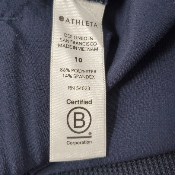 ATHLETA BROOKLYN TEXTURED ANKLE PANT NAVY BLUE WINDOW PANE PULL ON WOMEN SIZE 10 - Picture 10 of 16